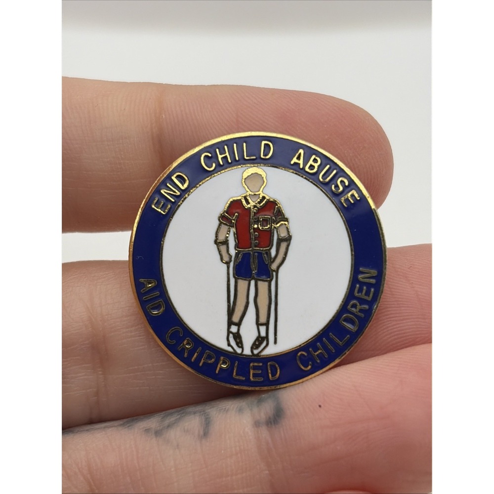 End Child Abuse Aid Crippled Children Lapel Hat Pin